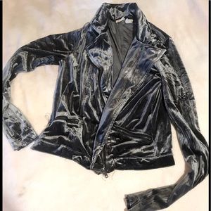 MUDD silver crushed velvet  moto side zip jacket S